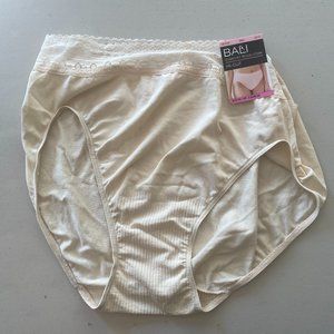 Bali Microfiber Hi Cut Brief 303J Light Beige Lace- Nude  Size 10/11